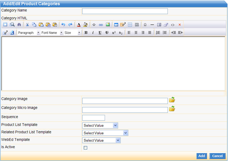 Add-Edit Product Categories