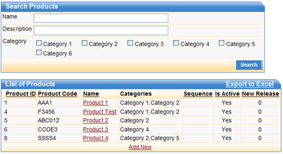 List of Products