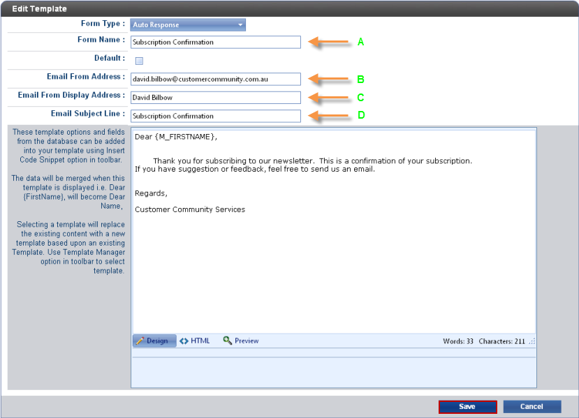 automatic templates