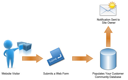 Web form populates email marketing database and notifies owner